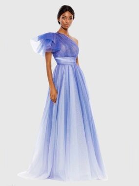 One-Shoulder Lavender Tulle Evening Gown